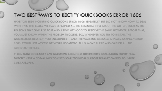 An appropriate way to resolve QuickBooks Error 1606