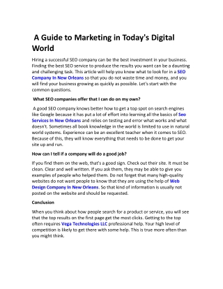 A Guide to Marketing in Today's Digital World