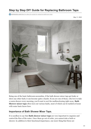 Step by Step DIY Guide for Replacing Bathroom Taps