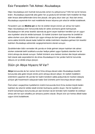 Eşsiz Feracelerin Tek Adresi: Aluulaabaya