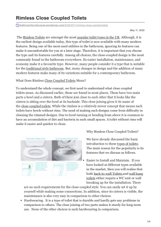 Rimless Close Coupled Toilets