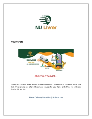 Home Delivery Mauritius  Nulivrer.mu