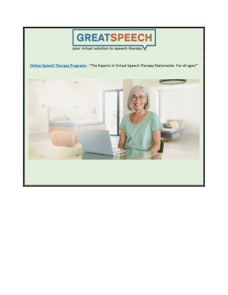 Online Speech Therapy Programs | Greatspeech.com