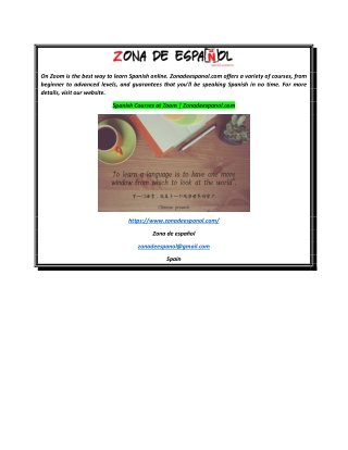 Spanish Courses at Zoom  Zonadeespanol.com