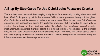 Let's see a step-by-step guide to using QuickBooks Password Cracker