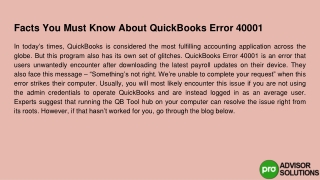 QuickBooks Error 40001 Facts You Must Know