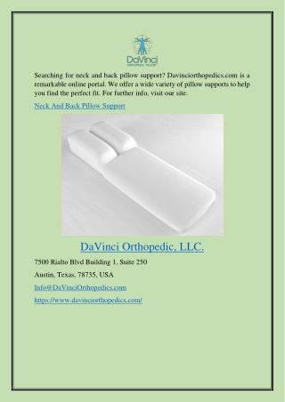 Neck And Back Pillow Support Davinciorthopedics.com