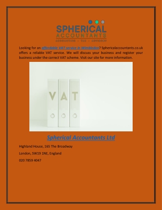 Affordable Vat Service in Wimbledon  Sphericalaccountants.co.uk