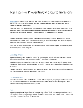 Top Tips For Preventing Mosquito Invasions