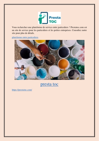 Plateforme Entre Particuliers Prestatoc.com