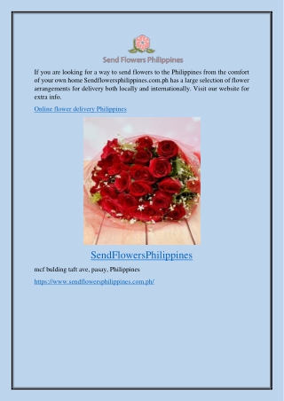 Online Flower Delivery Philippines Sendflowersphilippines.com.ph