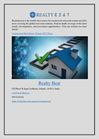 Commercial Real Estate Trends 2022 News Realtybeat.in