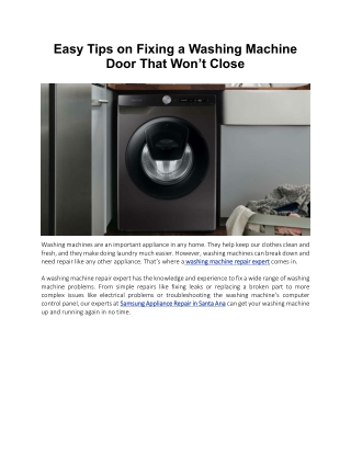 Easy Tips on Fixing a Washing Machine Door That Won
