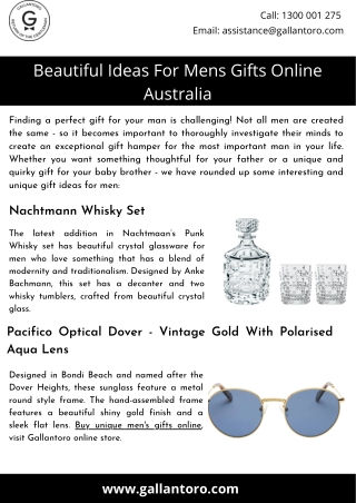 Beautiful Ideas For Mens Gifts Online Australia