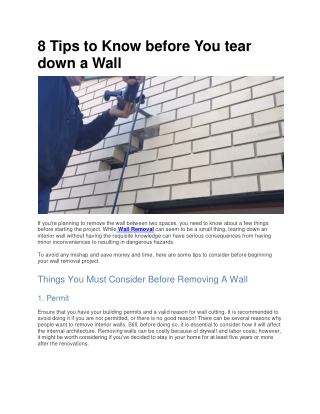 8 Tips to Know before You tear down a Wall