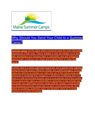 Summer Camps For Kids