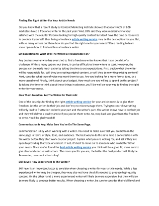 Finding The Right Writer For Your Article Needs