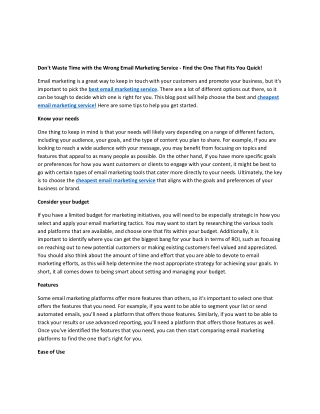 Don't Waste Time with the Wrong Email Marketing Service - Find the One That Fits