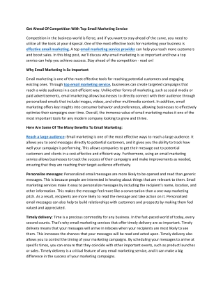 Get Ahead Of Competition With Top Email Marketing Service
