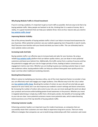 Why Buying Website Traffic Is A Good Investment