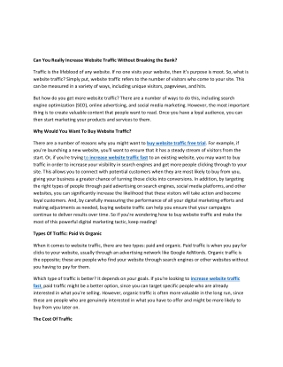 Can You Really Increase Website Traffic Without Breaking the Bank?