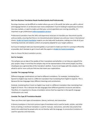 Get Your Business Translation Needs Handled Quickly And Professionally