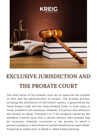 Exclusive Jurisdiction and the Probate Court