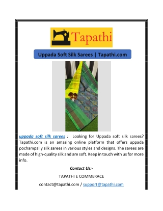 Uppada Soft Silk Sarees | Tapathi.com