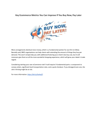 Key Ecommerce Metrics You Can Improve If You Buy Now, Pay Later