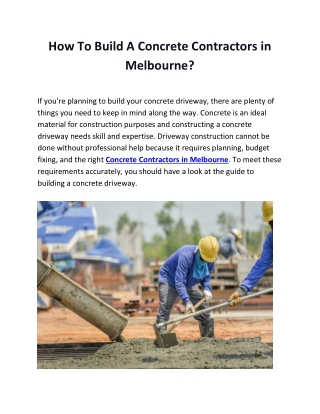 How To Build A Concrete Contractors in Melbourne?