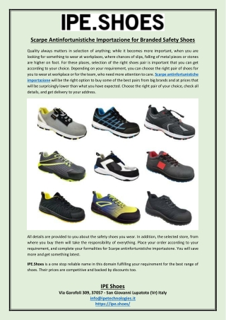 Scarpe Antinfortunistiche Importazione for Branded Safety Shoes