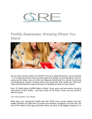 Fertility Awareness Knowing Where You Stand - Center for Reproductive Endocrinology