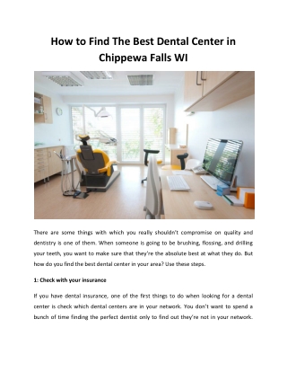 How to Find The Best Dental Center in Chippewa Falls WI.