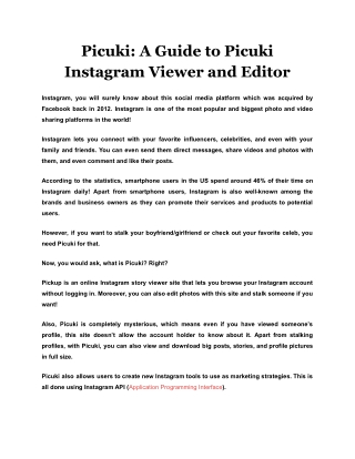 Picuki: A Guide to Picuki Instagram Viewer and Editor