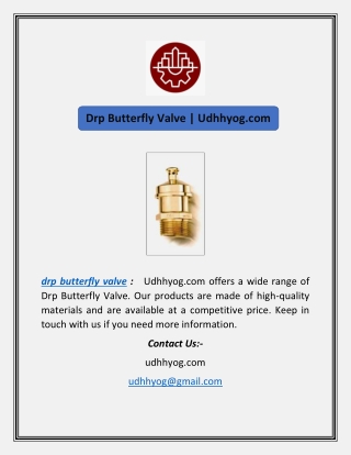 Drp Butterfly Valve | Udhhyog.com