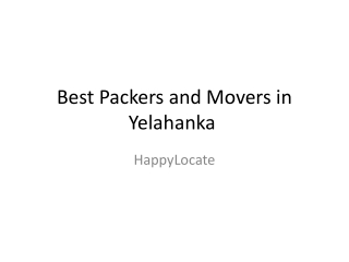 Best Packers and Movers in Yelahanka