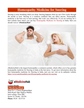 Homeopathy Medicine for Snoring