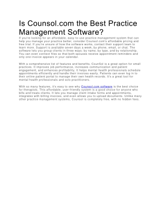 Is Counsol.com the Best Practice Management Software?