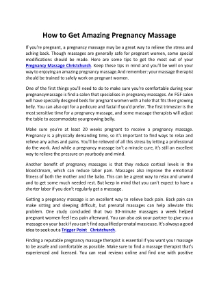 How to Get Amazing Pregnancy Massage