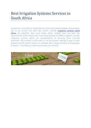 Best Irrigation Systems Services in South Africa
