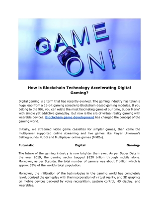 How is Blockchain Technology Accelerating Digital Gaming?