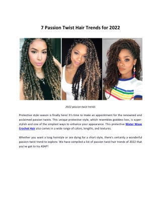 7 Passion Twist Hair Trends for 2022