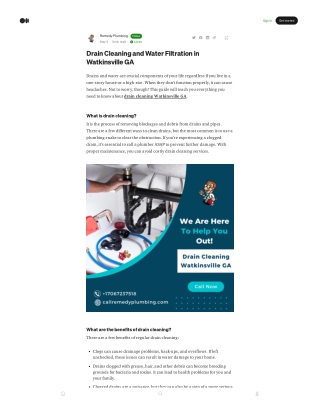 Drain Cleaning and Water Filtration in Watkinsville GA