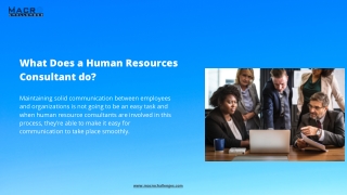 What Does a Human Resources Consultant do?