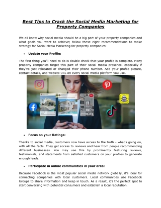 Best Tips to Crack the Social Media Marketing for Property Companies