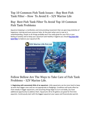 Top 10 Common Fish Tank Issues – Buy Best Fish Tank Filter – How  To Avoid It – S2V Marine Life