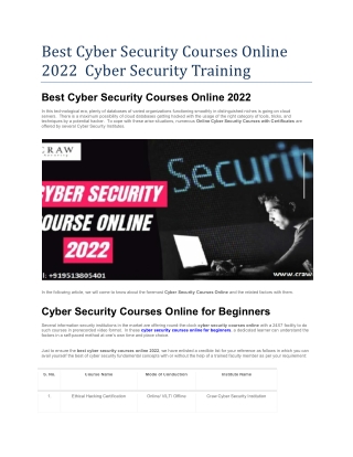 Best Cyber Security Courses Online 2022  Cyber Security Training