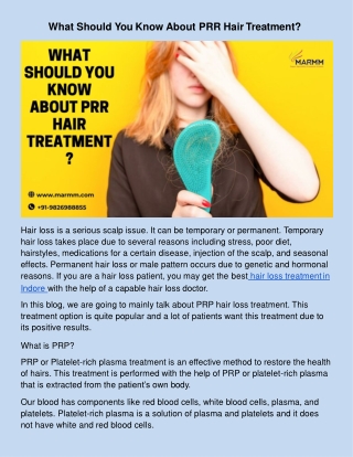What Should You Know About PRR Hair Treatment?