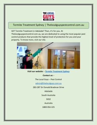 Termite Treatment Sydney | Thelocalguyspestcontrol.com.au