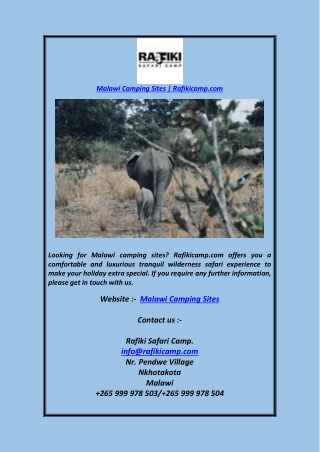 Malawi Camping Sites  Rafikicamp.com